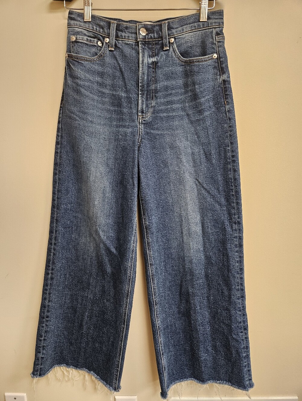 Pistola Lana Broadway Denim Blue Wide Leg Jeans Size 28 Raw Hem - Picture 3 of 8
